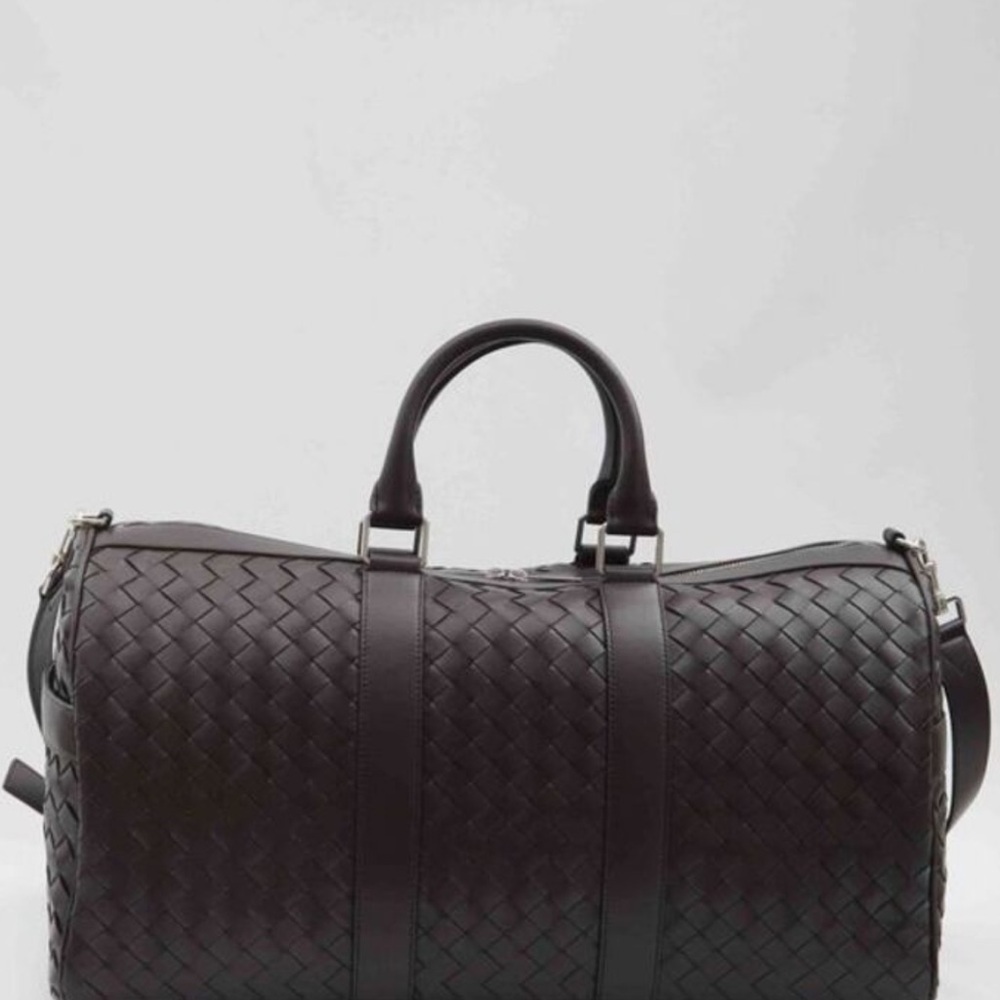 Bottega Veneta Dark Brown Woven Duffel Bag